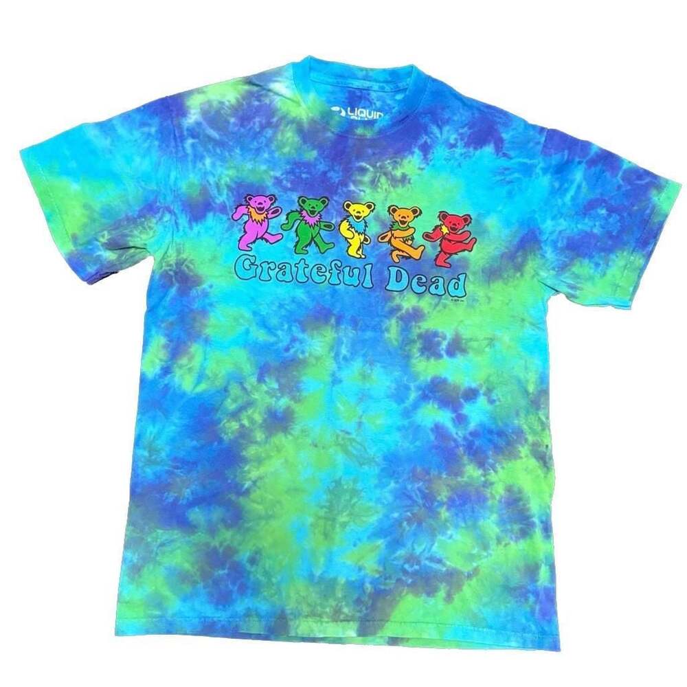 Liquid Blue Grateful Dead Dancing Bears Tie Dye T-Shirt Size M Phychedelic